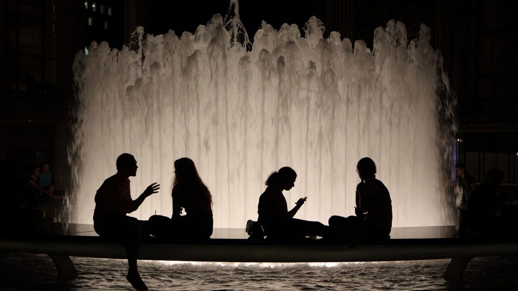 Foam Fountain with Peoples